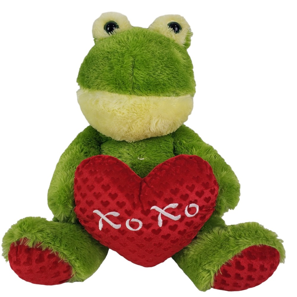 Frog Plush Stuffed Animal with XoXo‎ Heart Green Soft Toy 20 In